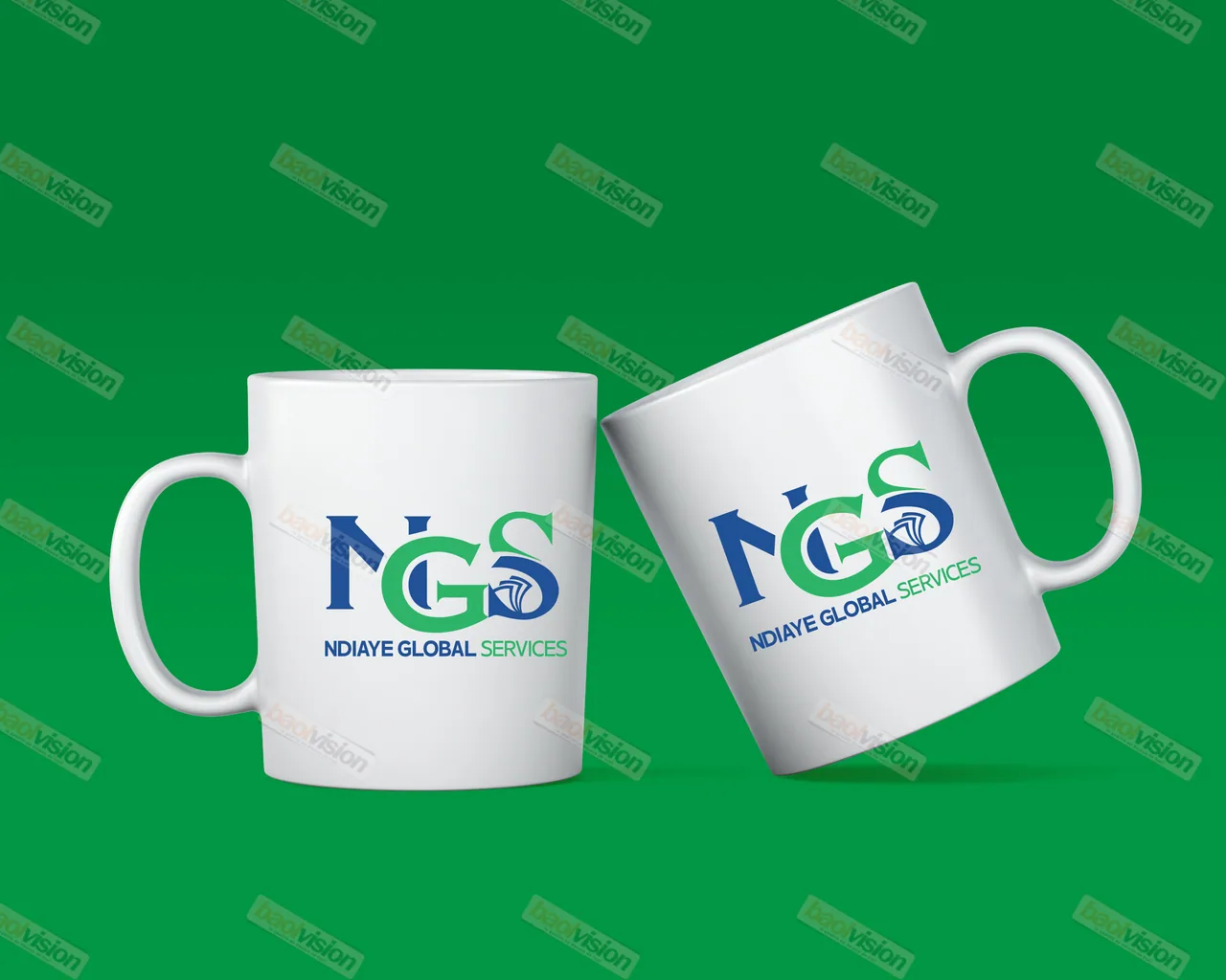 Identité Ndiaye Global Services appliquée sur des mugs